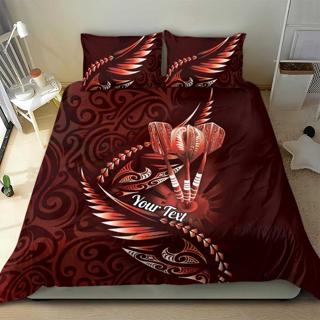 Personalised All Red New Zealand Darts Bedding Set Aoteroa Fern Maori Galaxy Style