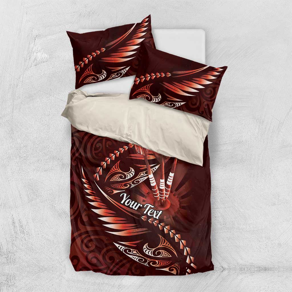 Personalised All Red New Zealand Darts Bedding Set Aoteroa Fern Maori Galaxy Style