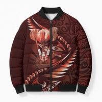 Personalised All Red New Zealand Darts Bomber Puffer Jacket Aoteroa Fern Maori Galaxy Style - Polynesian Pride