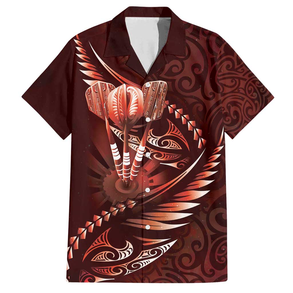 Personalised All Red New Zealand Darts Family Matching Puletasi and Hawaiian Shirt Aoteroa Fern Maori Galaxy Style