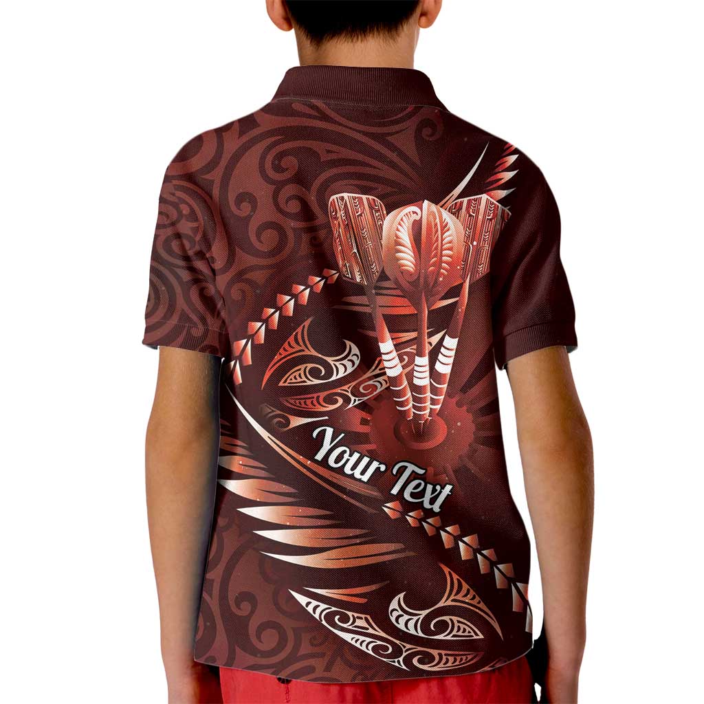 Personalised All Red New Zealand Darts Kid Polo Shirt Aoteroa Fern Maori Galaxy Style