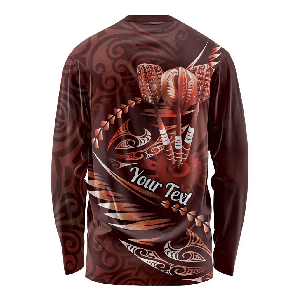 Personalised All Red New Zealand Darts Long Sleeve Shirt Aoteroa Fern Maori Galaxy Style