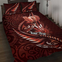 Personalised All Red New Zealand Darts Quilt Bed Set Aoteroa Fern Maori Galaxy Style