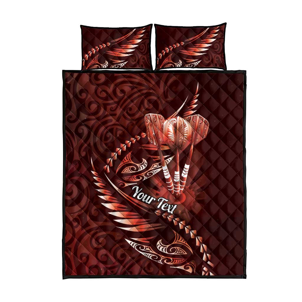 Personalised All Red New Zealand Darts Quilt Bed Set Aoteroa Fern Maori Galaxy Style