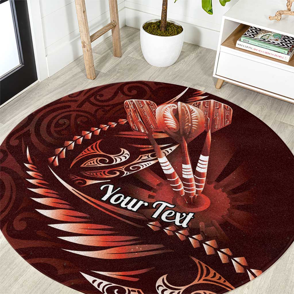 Personalised All Red New Zealand Darts Round Carpet Aoteroa Fern Maori Galaxy Style