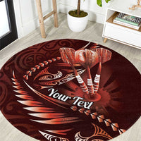 Personalised All Red New Zealand Darts Round Carpet Aoteroa Fern Maori Galaxy Style