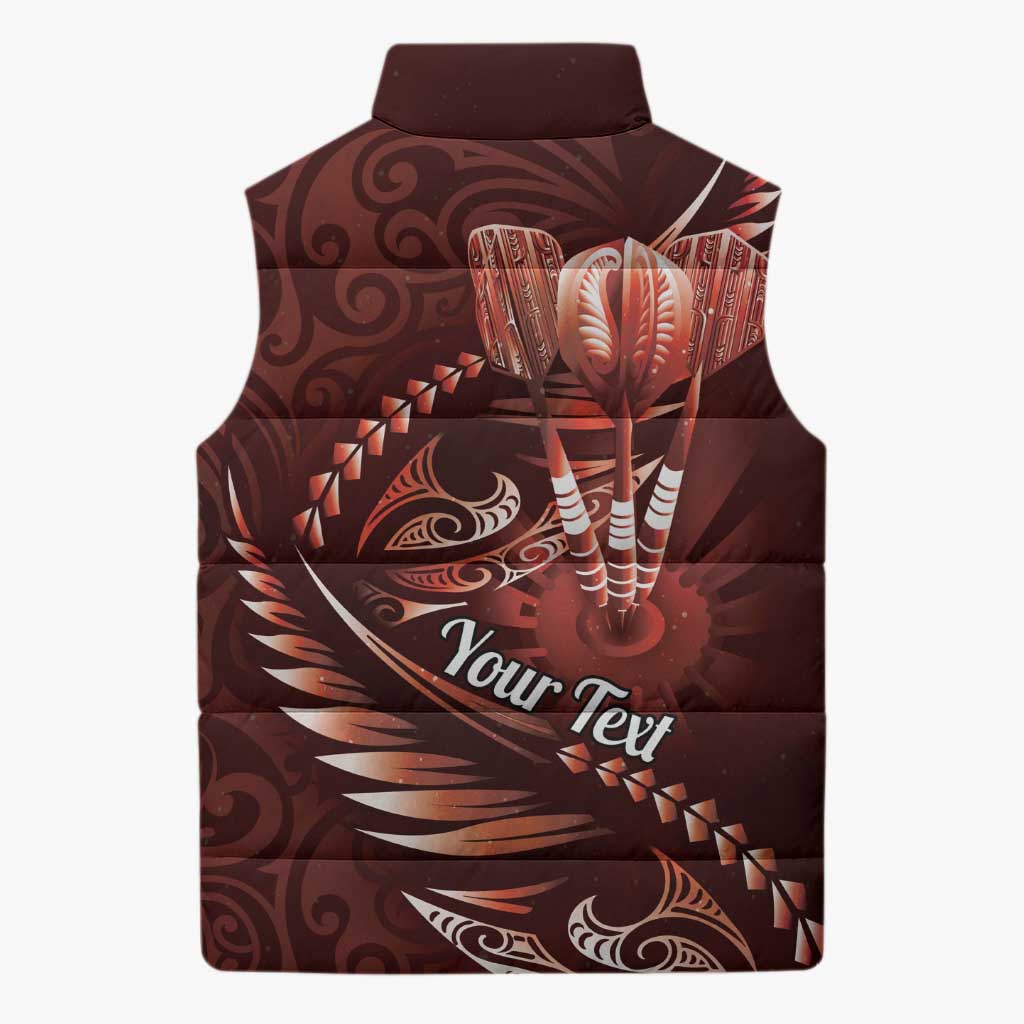 Personalised All Red New Zealand Darts Sleeveless Puffer Jacket Aoteroa Fern Maori Galaxy Style - Polynesian Pride
