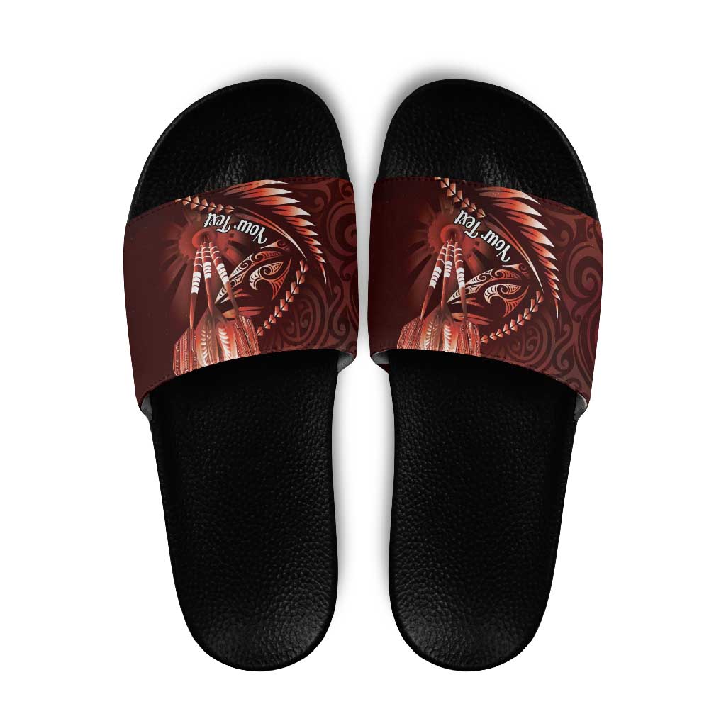 Personalised All Red New Zealand Darts Slide Sandals Aoteroa Fern Maori Galaxy Style - Polynesian Pride