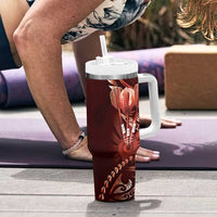 All Red New Zealand Darts Tumbler With Handle Aoteroa Fern Maori Galaxy Style LT14 - Polynesian Pride