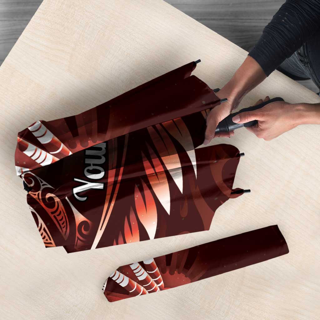 Personalised All Red New Zealand Darts Umbrella Aoteroa Fern Maori Galaxy Style - Polynesian Pride