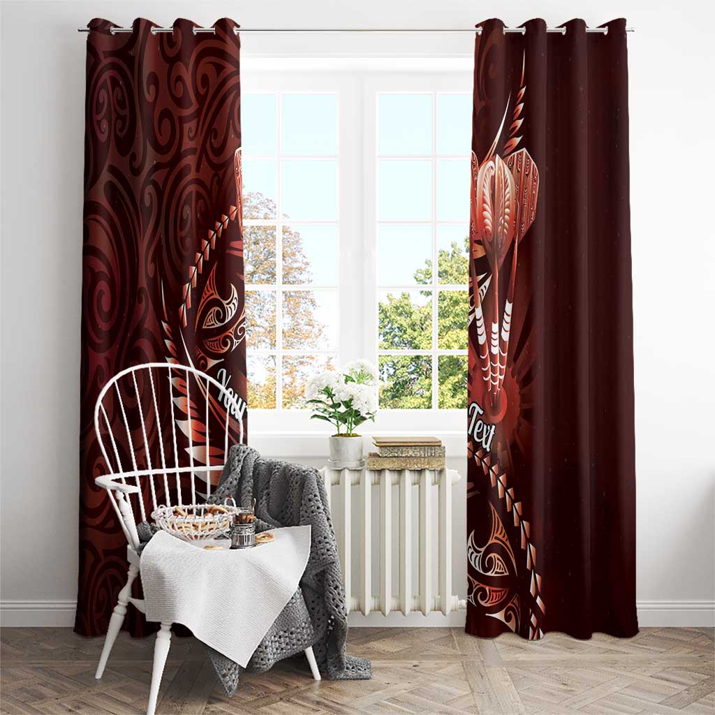 Personalised All Red New Zealand Darts Window Curtain Aoteroa Fern Maori Galaxy Style LT14 - Polynesian Pride