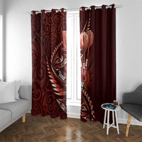 Personalised All Red New Zealand Darts Window Curtain Aoteroa Fern Maori Galaxy Style LT14 With Grommets Red - Polynesian Pride