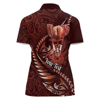 Personalised All Red New Zealand Darts Women Polo Shirt Aoteroa Fern Maori Galaxy Style
