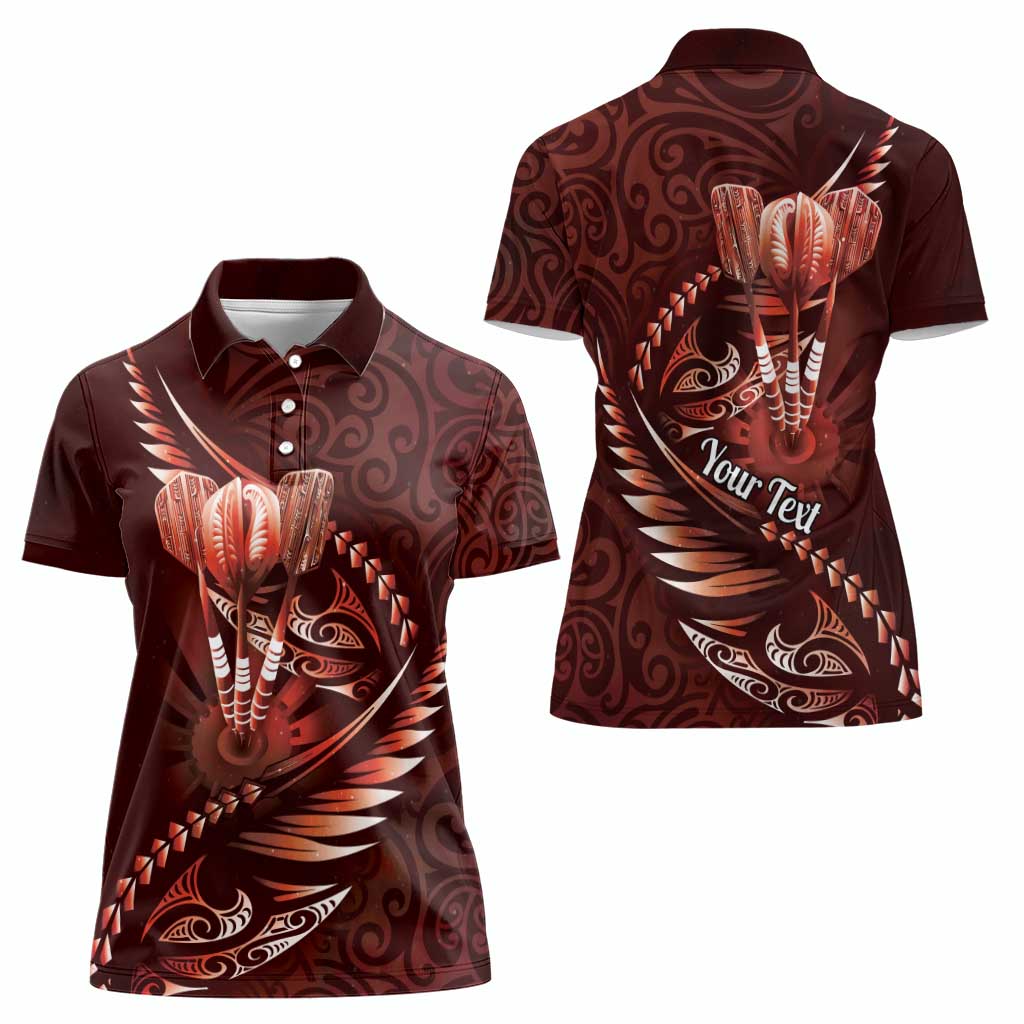 Personalised All Red New Zealand Darts Women Polo Shirt Aoteroa Fern Maori Galaxy Style