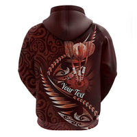 Personalised All Red New Zealand Darts Zip Hoodie Aoteroa Fern Maori Galaxy Style