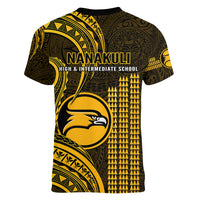 Hawaii Nanakuli High And Intermediate School Women V Neck T Shirt Polynesian Kakau Pattern LT14 - Polynesian Pride