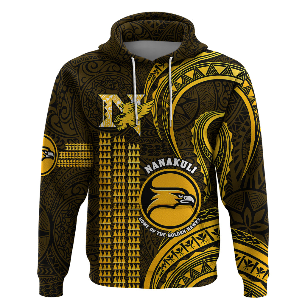 Custom Hawaii Nanakuli High and Intermediate School Hoodie Polynesian Kakau Pattern LT14 Pullover Hoodie Gold - Polynesian Pride