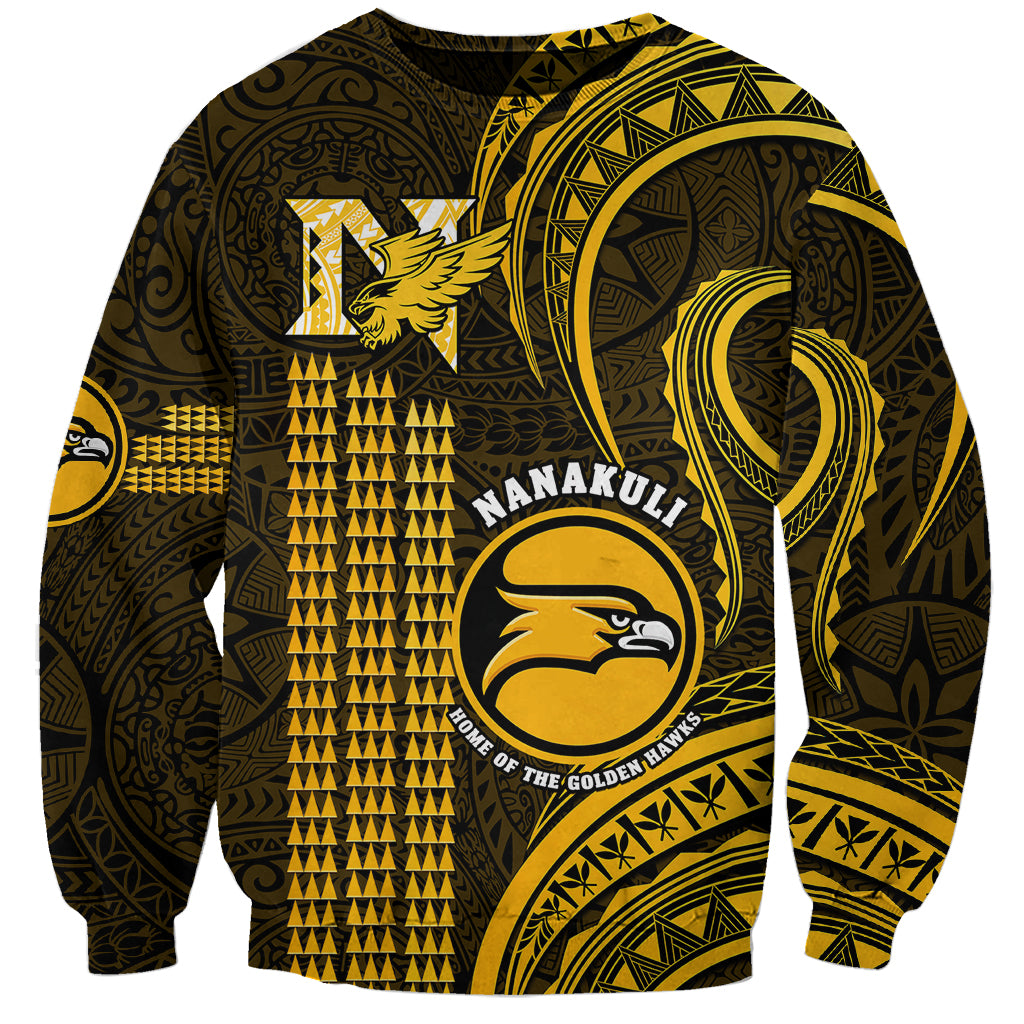 Personalised Hawaii Nanakuli High And Intermediate School Sweatshirt Polynesian Kakau Pattern LT14 Unisex Gold - Polynesian Pride