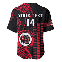 Personalised Hawaii Kahuku High And Intermediate School Baseball Jersey Red Raiders Kakau Pattern LT14 - Polynesian Pride