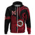 Custom Hawaii Kahuku High and Intermediate School Hoodie Red Raiders Kakau Pattern LT14 Zip Hoodie Red - Polynesian Pride