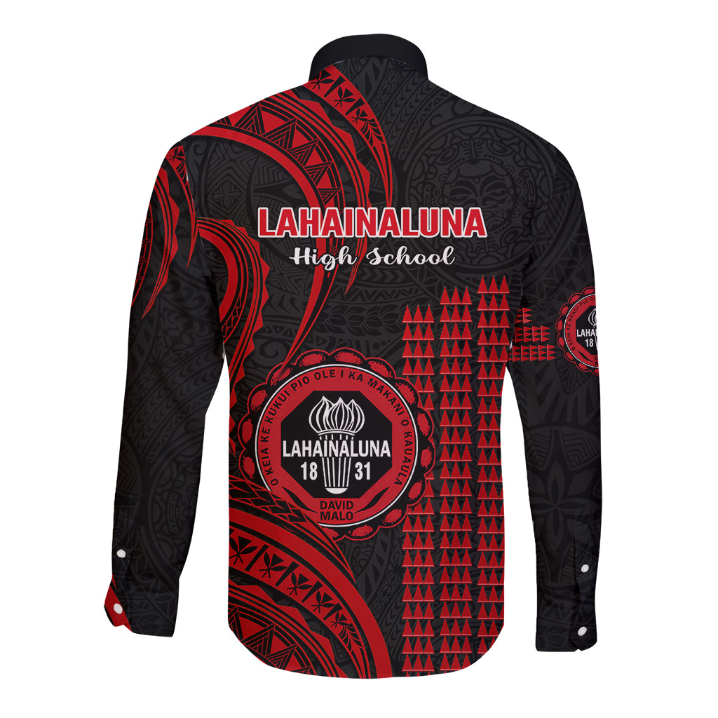 Hawaii Lahainaluna High School Long Sleeve Button Shirt Polynesian Kakau Pattern LT14 - Polynesian Pride