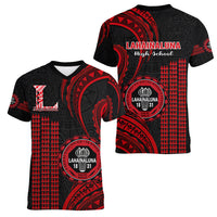 Hawaii Lahainaluna High School Women V Neck T Shirt Polynesian Kakau Pattern LT14 - Polynesian Pride