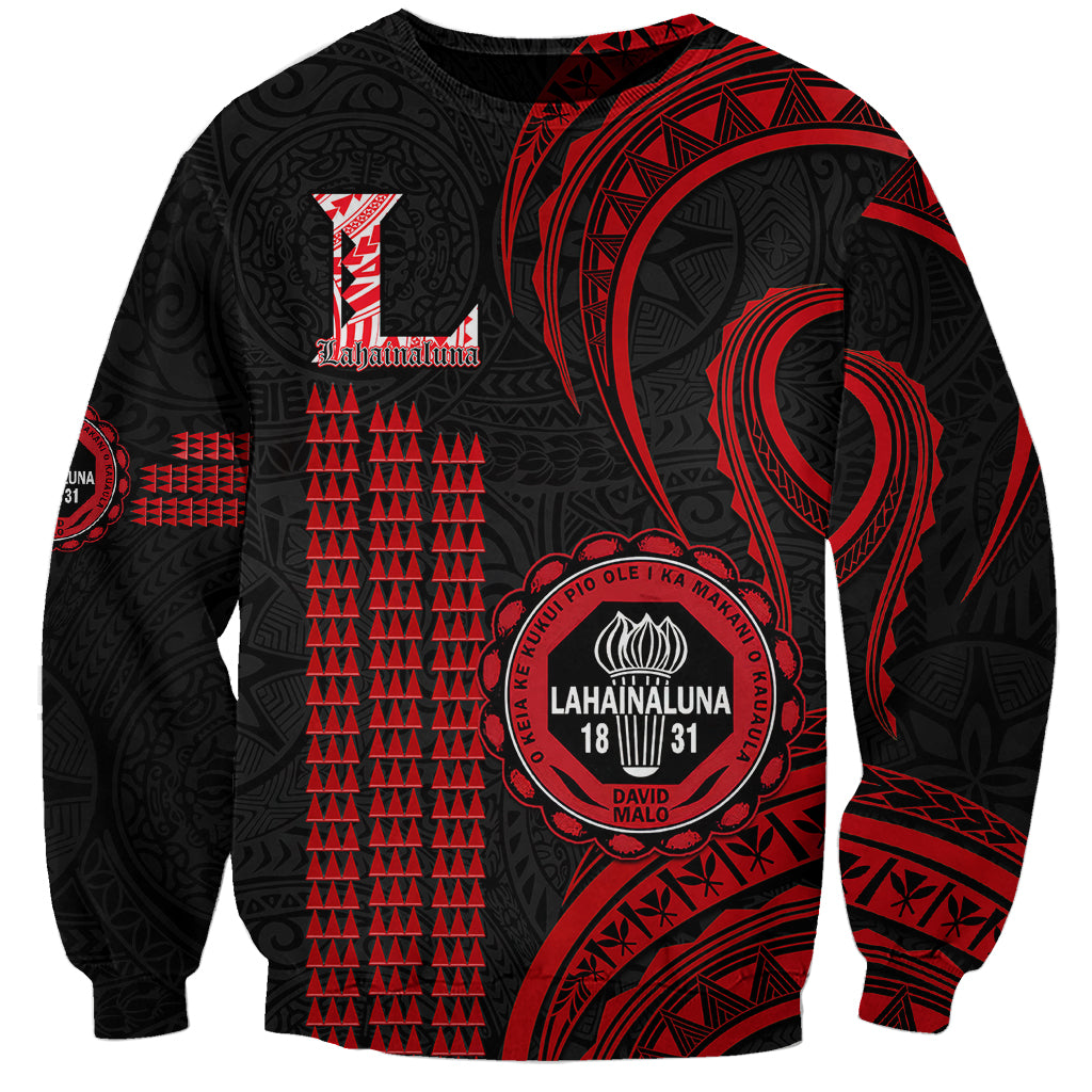 Personalised Hawaii Lahainaluna High School Sweatshirt Polynesian Kakau Pattern LT14 Unisex Red - Polynesian Pride