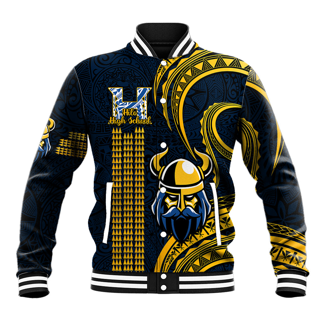 Hawaii Hilo High School Baseball Jacket Vikings Polynesian Kakau Pattern LT14 Unisex Gold - Polynesian Pride
