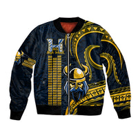 Hawaii Hilo High School Bomber Jacket Vikings Polynesian Kakau Pattern LT14 Unisex Gold - Polynesian Pride