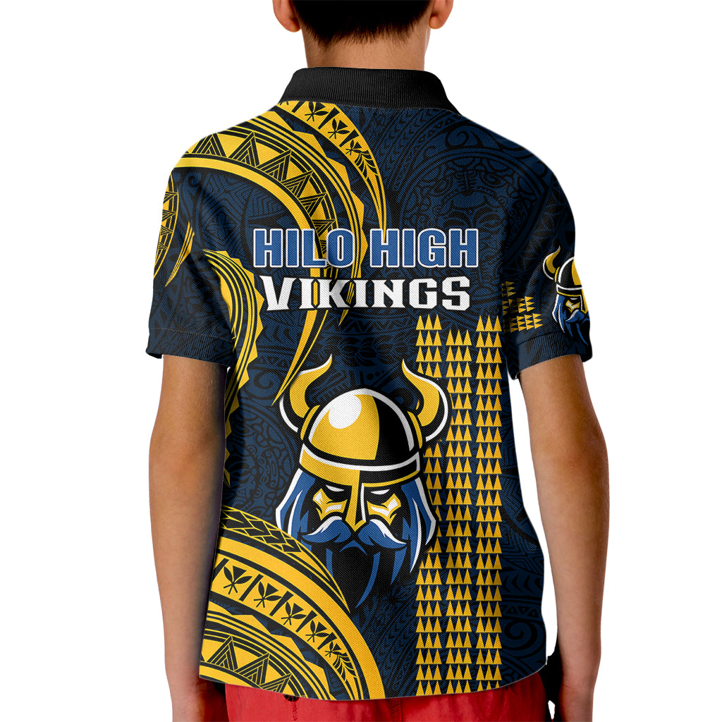 Hawaii Hilo High School Kid Polo Shirt Vikings Polynesian Kakau Pattern LT14 - Polynesian Pride