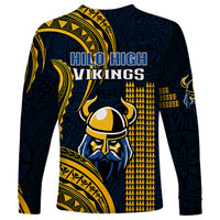 Hawaii Hilo High School Long Sleeve Shirt Vikings Polynesian Kakau Pattern LT14 - Polynesian Pride