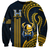 Hawaii Hilo High School Sweatshirt Vikings Polynesian Kakau Pattern LT14 Unisex Gold - Polynesian Pride