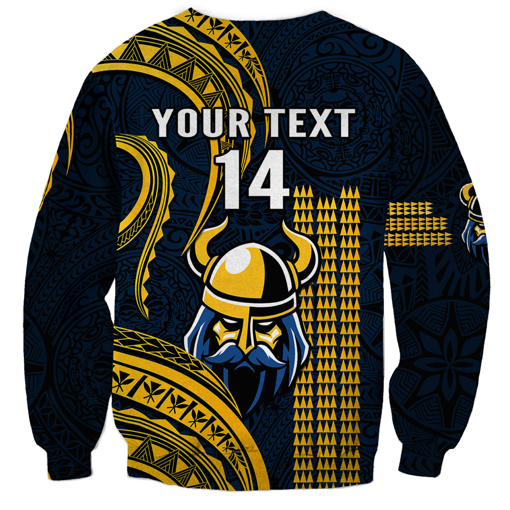 Personalised Hawaii Hilo High School Sweatshirt Vikings Polynesian Kakau Pattern LT14 - Polynesian Pride