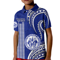 Hawaii Waiakea High School Kid Polo Shirt Polynesian Kakau Pattern LT14 Kid Blue - Polynesian Pride