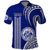 Hawaii Waiakea High School Polo Shirt Polynesian Kakau Pattern LT14 Blue - Polynesian Pride