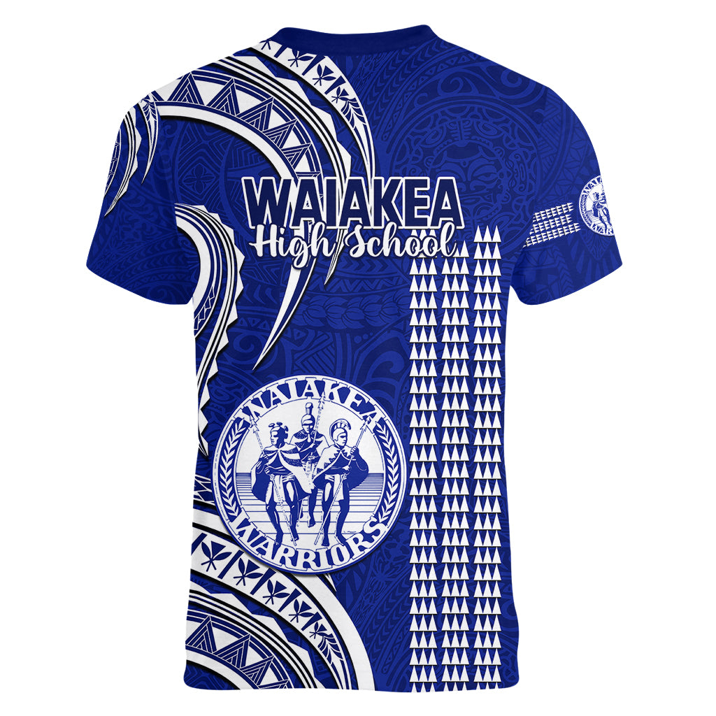 Hawaii Waiakea High School Women V Neck T Shirt Polynesian Kakau Pattern LT14 - Polynesian Pride