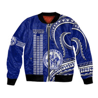 Personalised Hawaii Waiakea High School Bomber Jacket Polynesian Kakau Pattern LT14 Unisex Blue - Polynesian Pride
