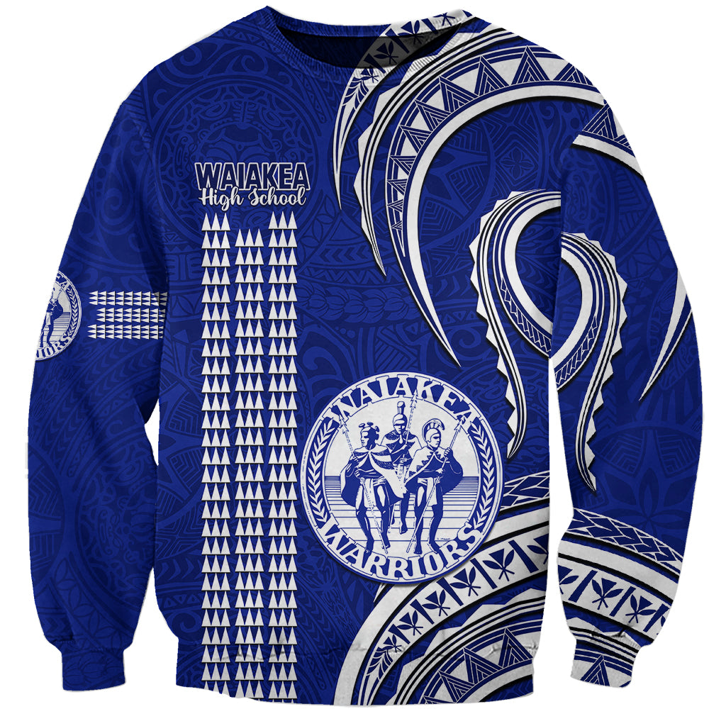 Personalised Hawaii Waiakea High School Sweatshirt Polynesian Kakau Pattern LT14 Unisex Blue - Polynesian Pride