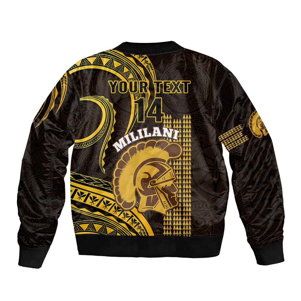 Personalised Hawaii Mililani High School Sleeve Zip Bomber Jacket Polynesian Kakau Pattern LT14 - Polynesian Pride