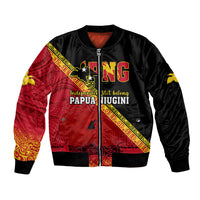 Papua New Guinea Bomber Jacket Independen Stet bilong Papua Niugini Unique Version LT14 Unisex Red - Polynesian Pride