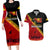 Papua New Guinea Couples Matching Long Sleeve Bodycon Dress and Hawaiian Shirt Independen Stet bilong Papua Niugini Unique Version LT14 Red - Polynesian Pride