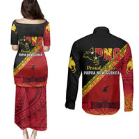Papua New Guinea Couples Matching Puletasi Dress and Long Sleeve Button Shirts Independen Stet bilong Papua Niugini Unique Version LT14 - Polynesian Pride