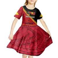 Papua New Guinea Kid Short Sleeve Dress Independen Stet bilong Papua Niugini Unique Version LT14 - Polynesian Pride