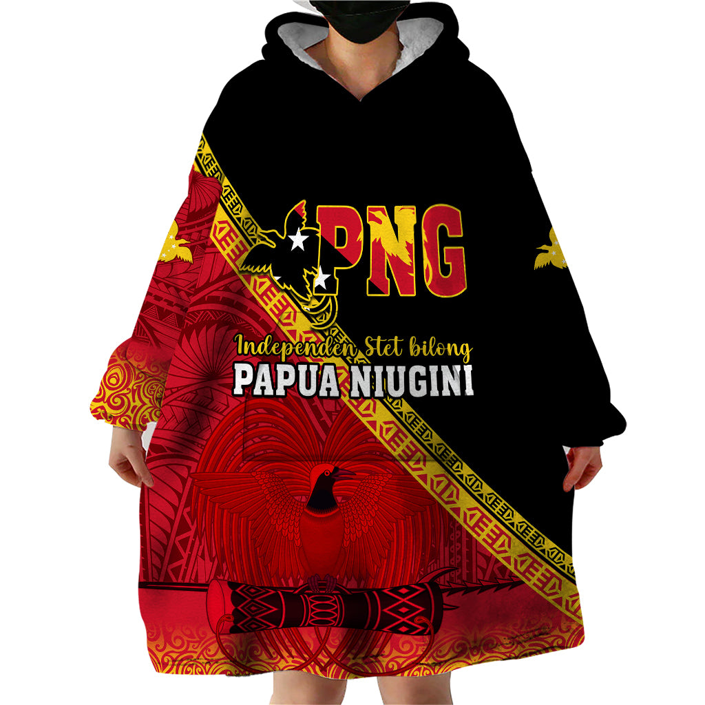 Papua New Guinea Wearable Blanket Hoodie Independen Stet bilong Papua Niugini Unique Version LT14 - Polynesian Pride