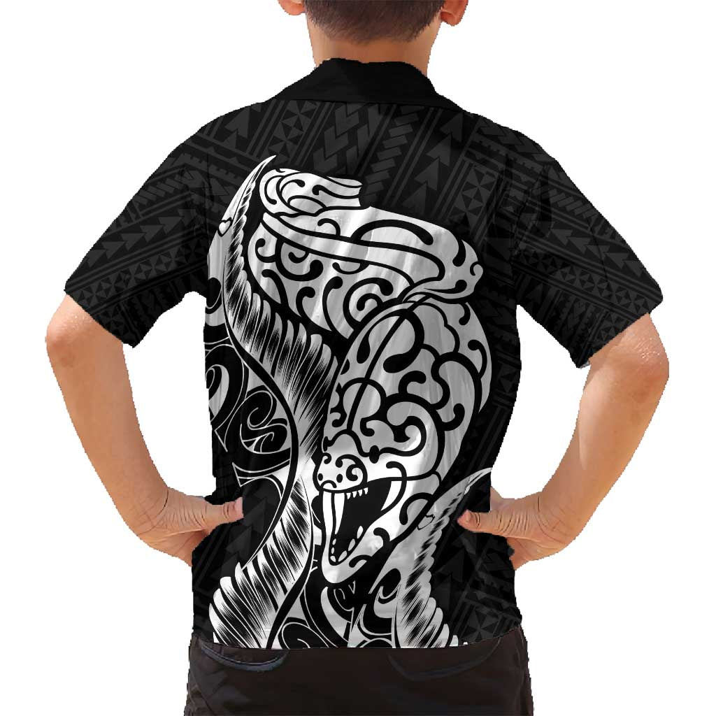 New Zealand Eel Family Matching Tank Maxi Dress and Hawaiian Shirt Tuna Aotearoa Maori Patten - Black LT14 - Polynesian Pride