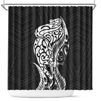 New Zealand Eel Shower Curtain Tuna Aotearoa Maori Patten - Black LT14 Black - Polynesian Pride