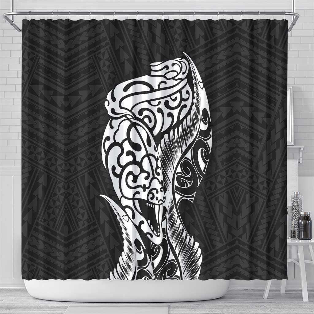 New Zealand Eel Shower Curtain Tuna Aotearoa Maori Patten - Black LT14 - Polynesian Pride