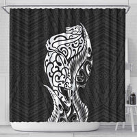 New Zealand Eel Shower Curtain Tuna Aotearoa Maori Patten - Black LT14 - Polynesian Pride