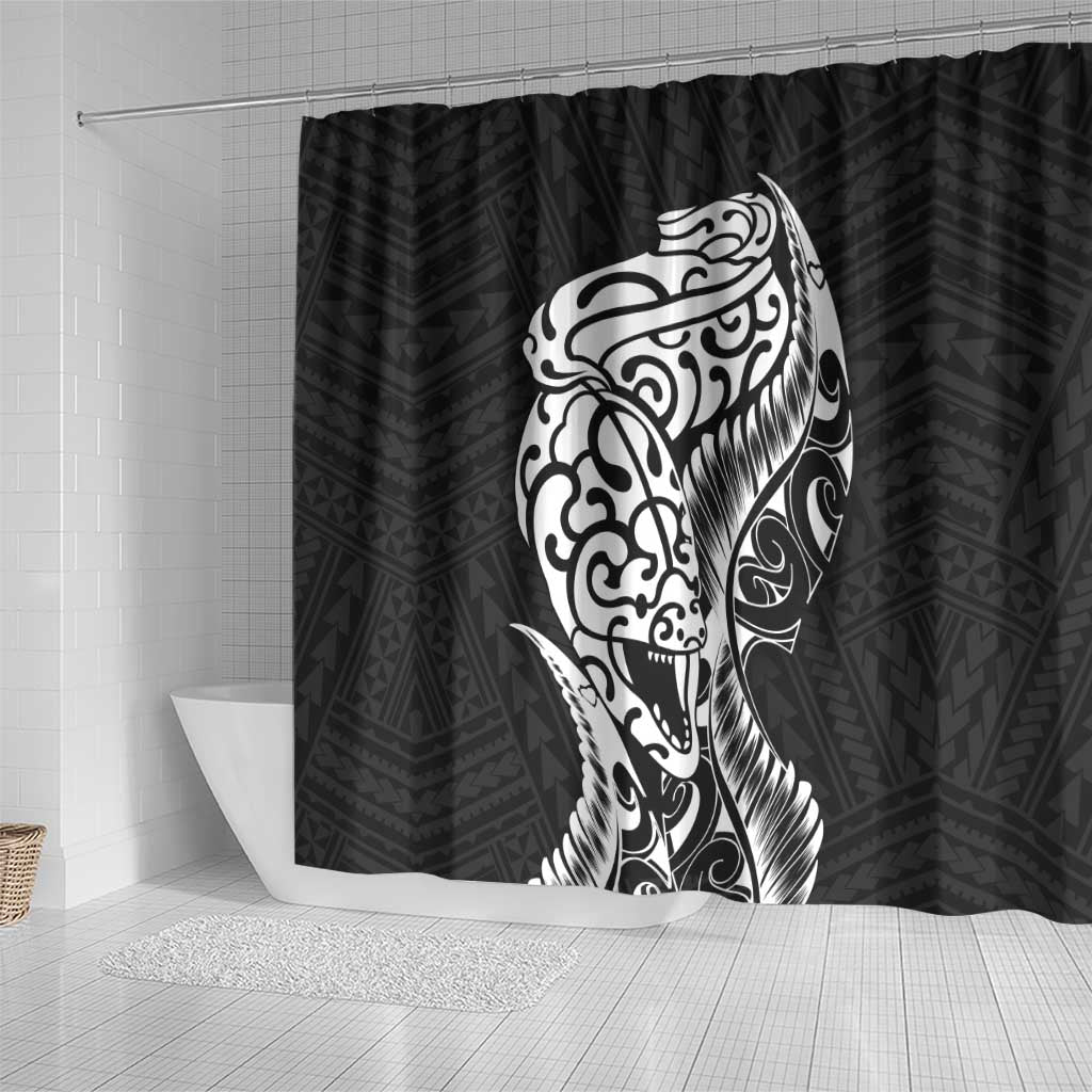 New Zealand Eel Shower Curtain Tuna Aotearoa Maori Patten - Black LT14 - Polynesian Pride