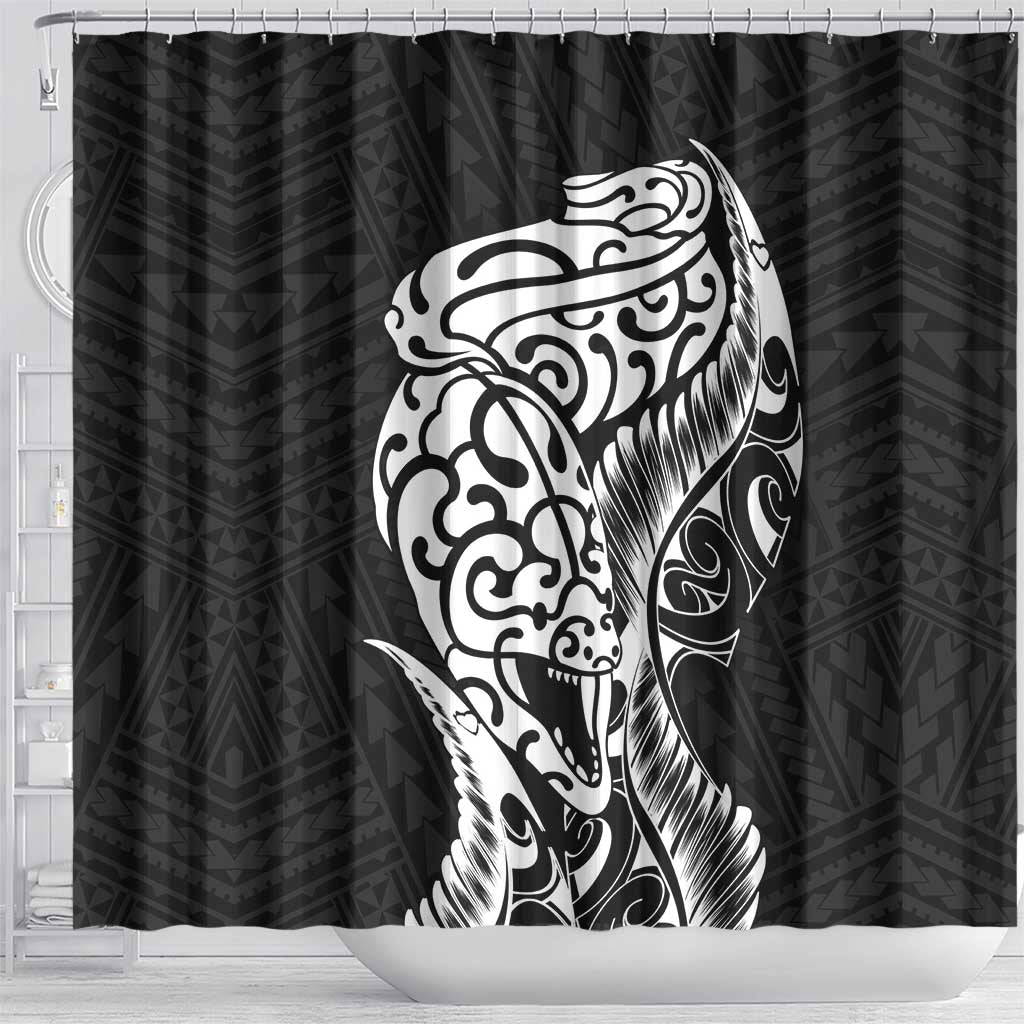 New Zealand Eel Shower Curtain Tuna Aotearoa Maori Patten - Black LT14 - Polynesian Pride
